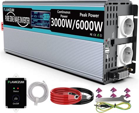 FLAMEZUM 3000W Reiner Sinus Spannungswandler 12V auf 230V ...