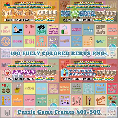 Fully Colored Rebus Puzzle Game Frames Pngs Made By Teachers