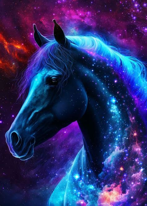 Galaxy Horse Poster Picture Metal Print Paint By Nogar007