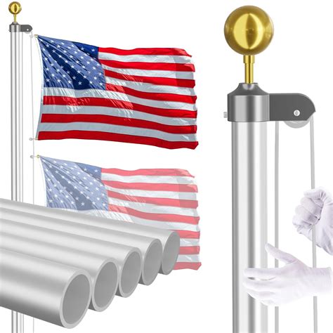 20ft telescoping flag poles kit portable heavy duty 16 gauge aluminum