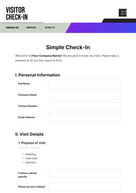 Simple Check-In Template - Edit Online & Download Example | Template.net