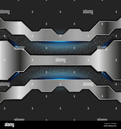 Tech Metallic Graphic Design With Blue Neon Glowing Lights Abstract