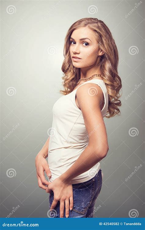 Cute Blonde Woman Stock Photo Image Of Portrait Beautiful 42540582
