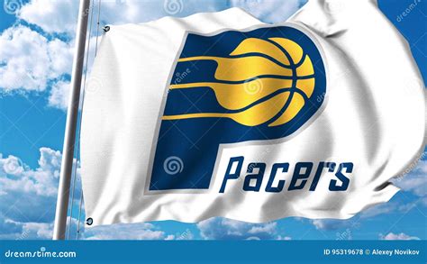 Waving Flag With Indiana Pacers Professional Team Logo Editorial 3d