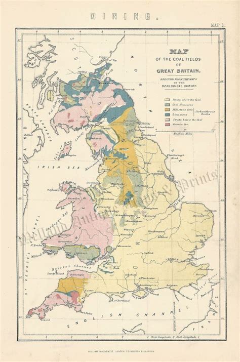Map Of The Coal Fields Of Great Britain By William Mackenzie C1885
