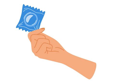 Hand With A Condom Safe Sex Protection From Pregnancy And HIV Infection Flat Cartoon Vector