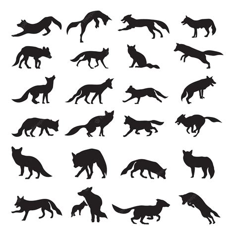 Premium Vector Fox Silhouette Vector Illustration Set