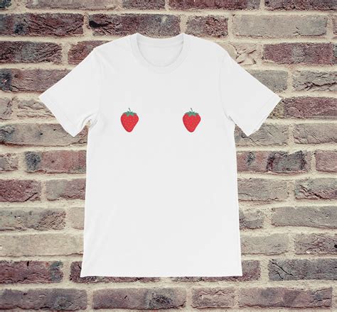 Strawberry Boob Shirt Strawberries Nipple T Shirt Cute Boobs Etsy