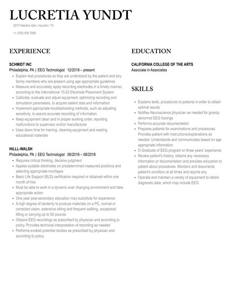 Eeg Technologist Resume Samples Velvet Jobs