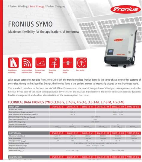 Explore Fronius Kw Inverter Datasheet Specifications And Features