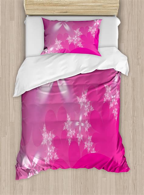 Hot Pink Duvet Cover Set Vibrant Floral Arrangement On An Abstract Hot Pink Background Modern