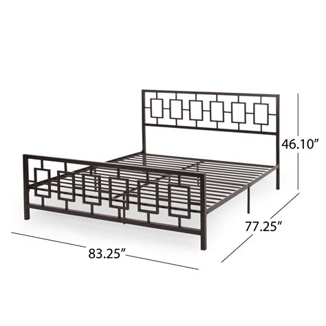 Noble House Krystin Modern King Size Iron Bed Frame Hammered Copper