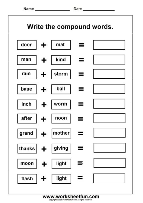 Compound Words Activities For 2nd Grade