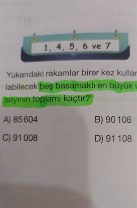 Yukar Daki Rakamlar Birer Kez Kullan Larak Yaz Labilecek