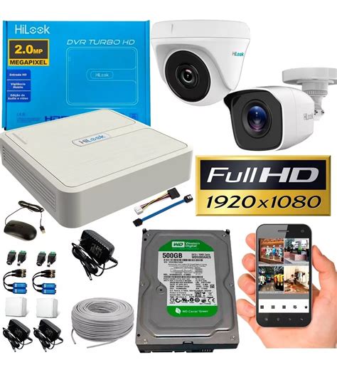 Kit Hikvision Hilook Dvr 1080 4 Ch 2 Cámaras Disco Duro Recover