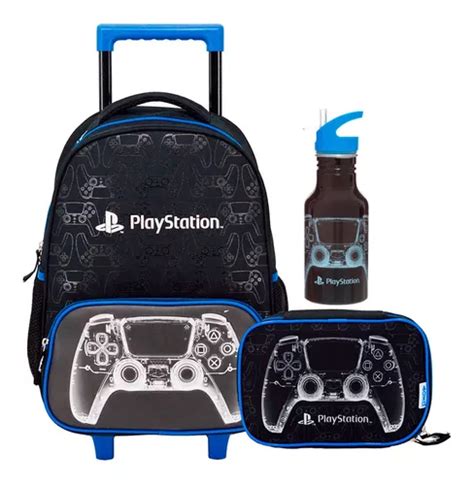 Mochila Rodinhas Estojo Box Garrafa X Ray Playstation