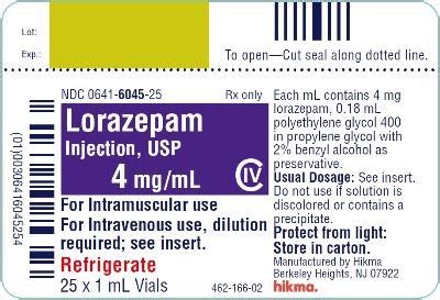 Lorazepam Injection: Package Insert / Prescribing Info