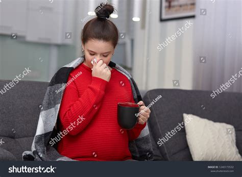 Sick Brunette Pregnant Woman Has Running Stock Photo Shutterstock