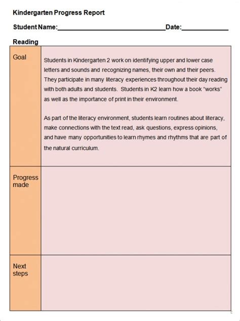 Editable Esl Student Progress Report Template Doc Tacitproject