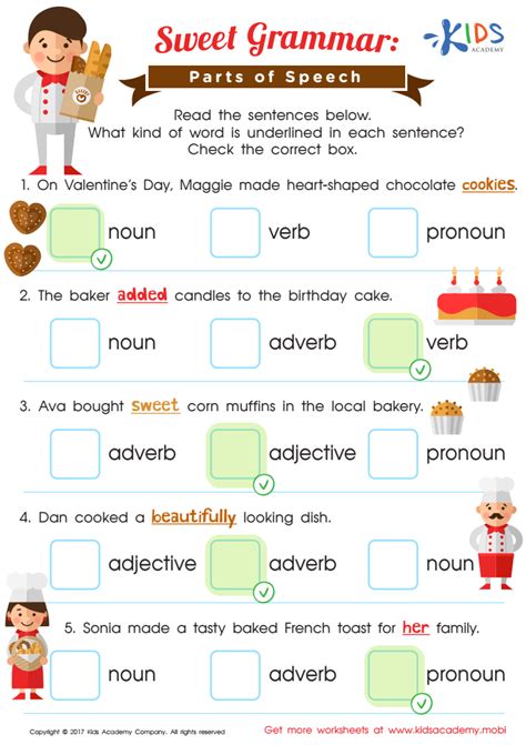 Parts Of Speech Worksheet Free Printable Pdf For Kids Answers