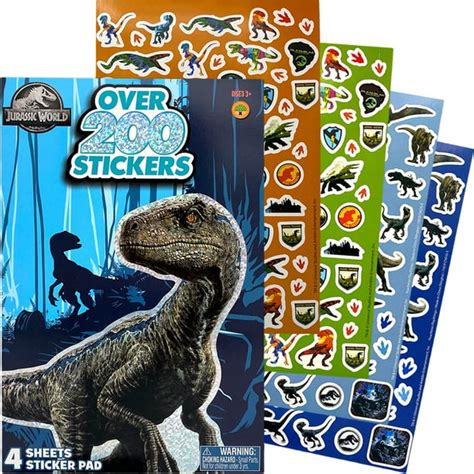 Jurassic World Dinosaur Sticker Book Over 200 For Party Favor Rewards