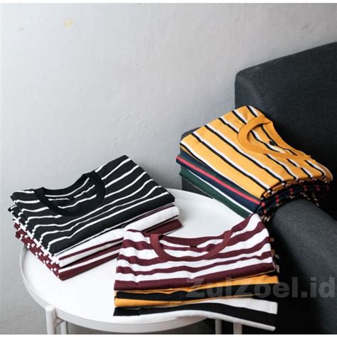 Jual Kaos Stripe Dewasa Kaos Salur Variant Motif Warna Cotton Cvc