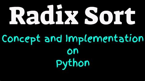 Radix Sort Concept And Implementation In Python YouTube