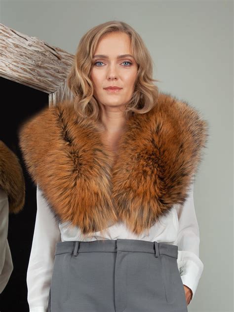 Wide Bronze Fox Fur Collar Handmade By NordFur