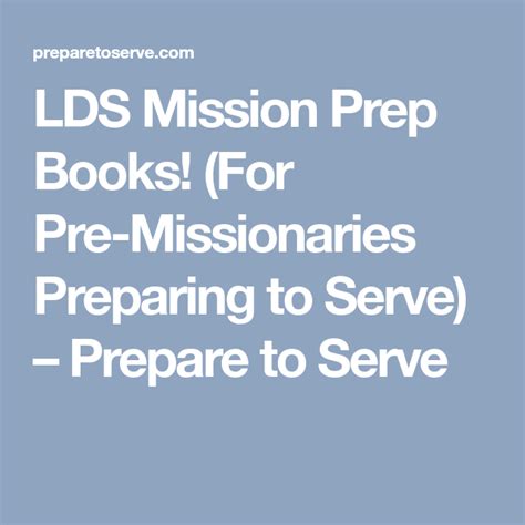 Lds Mission Prep Books For Pre Missionaries Preparing To Serve