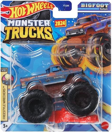 Amazon Hot Wheels Monster Trucks New For Scale Bigfoot Freestyle Wreckers