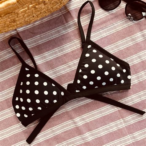 Designer Triangle Bikini Top Push Up Polka Dots Or Triangles Abstract Pattern Design Hawaii