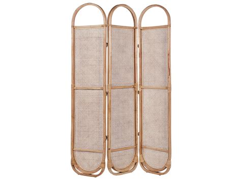 Biombo Com 3 Painéis Em Rattan Natural 118 X 180 Cm Cortona Conforama