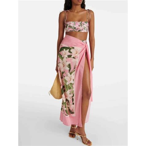 Buy Addery Pink Lily Floral Bikini Top With Panty Sarong Set Of 3 Online