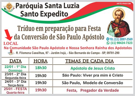 Cr P Conv Sao Paulo Apostolo - Tríduo em Preparação para a Festa da Conversão de São Paulo Apóstolo ...