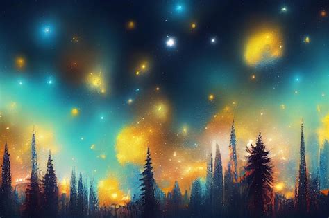 Noche Estrellada Hermoso Fondo De Pantalla Detallado Generative Ai