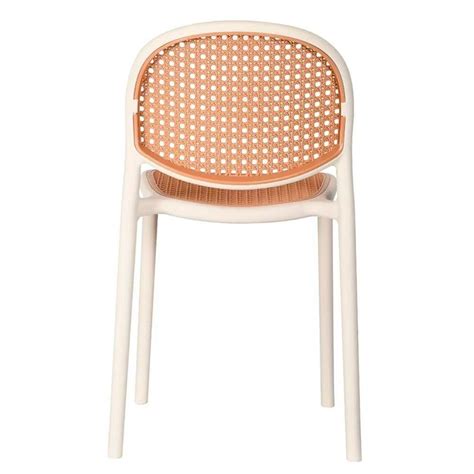 Kit Cadeiras Empilh Vel Positano Fratini Polipropileno Cor Nude E Assento Simulando Palha