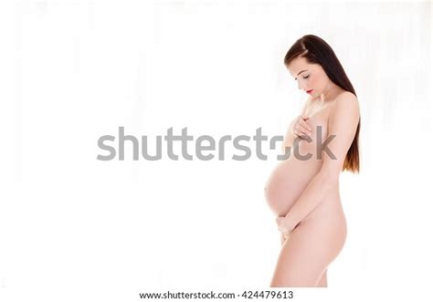 Beautiful Naked Brunette Pregnant Woman Standing Stock Photo Shutterstock