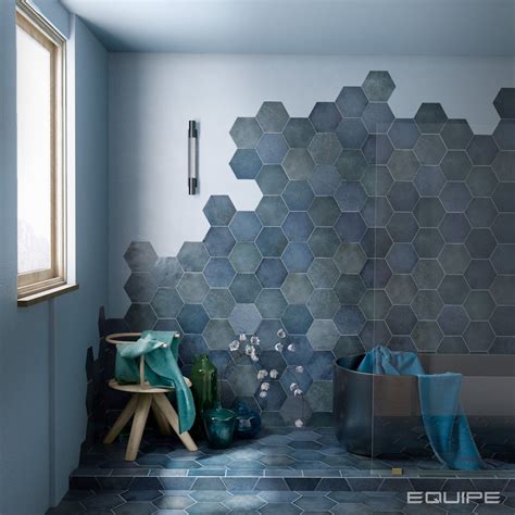 Heritage Hexagonal Blue Tiles For Bathroom Idée Salle De Bain Idées