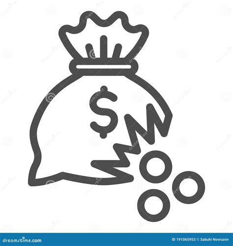 Bag Of Money With Hole And Coins Line Icon Financial Problem Concept