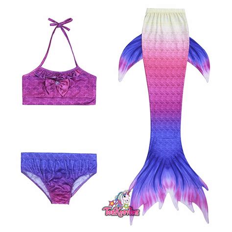 Meerjungfrau Kostüm Mädchen Bikini Badeanzug Kinderkostüm Stück Set Topkostueme