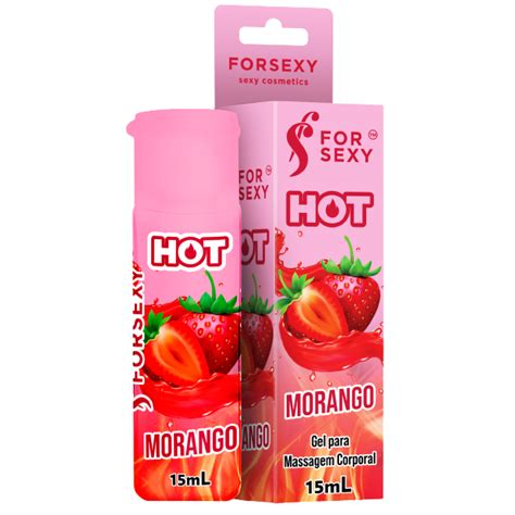 Gel para Massagem Corporal Comestível Efeito Quente Sabor Morango For Sexy Ml Sex Shop
