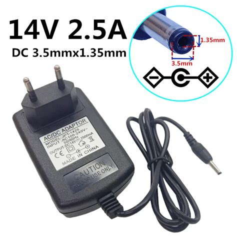 100 240V AC to DC 14 Volt 2500mA Power Supply Transformer Power Adapter ...