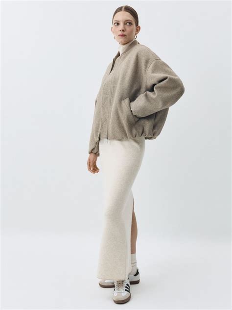 Бомбер оверсайз из пальтовой ткани цвет: грибной, артикул: 4809011125 ...