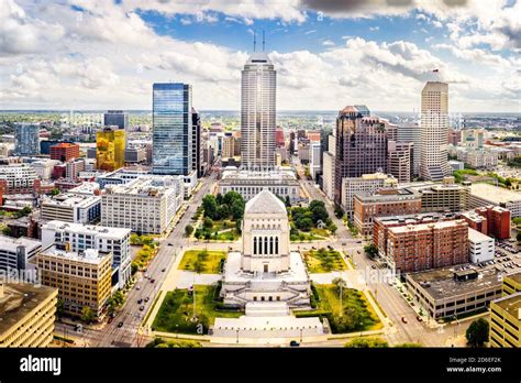 Aerial downtown indianapolis indiana hi-res stock photography and ...