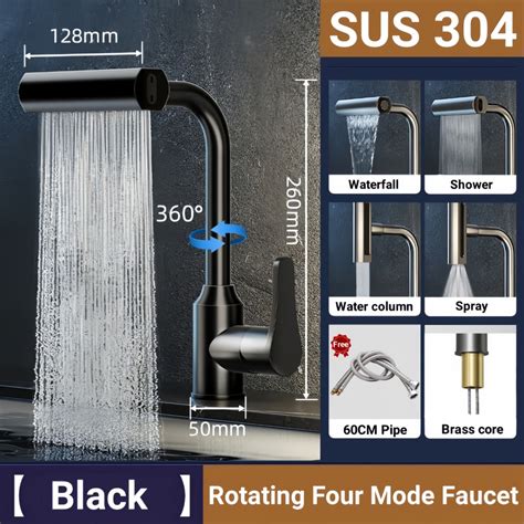 4In1 Rotation Waterfall Kitchen Faucet Multifunction Faucet Hot And Cold Water Tap Rotatable