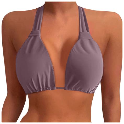 Afdoent Women S Bikini Top Women Plus Size Bikini Top Solid Color Large Bust Swim Full Coverage