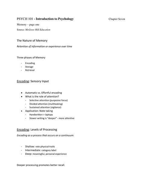 PSYCH 101 Chapter 7 Lecture Notes Page 1 of 3 - PSYCH 101 ...