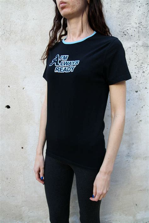 A Style I Am Always Ready Humour Sex Tee Black Casuals T Shirt Stretch M Ebay