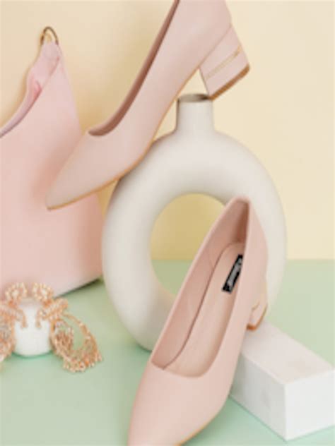 Buy Sherrif Shoes Nude Coloured Colourblocked Block Pumps Heels For Women Myntra