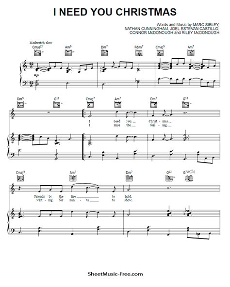 I Need You Christmas Sheet Music Jonas Brothers - ♪ SHEETMUSIC-FREE.COM